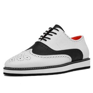 The Priority L White/Black TAYNO Leather Lace Up Wingtip Sneaker